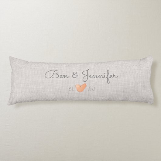 Paar NAMEN Sinaasappel Waterverf Hart Linnen Liefd Lichaamskussen (Voorkant)