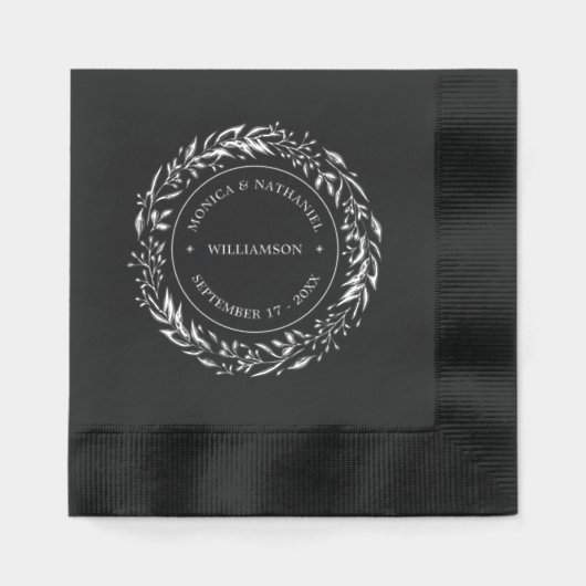 Paar Namen Vastgesteld Datum Jaar Goud Folie Servetten (Voorkant)