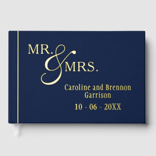 Paar Namen Vastgesteld Datum Jaar Goud Gastenboek (Voorkant)