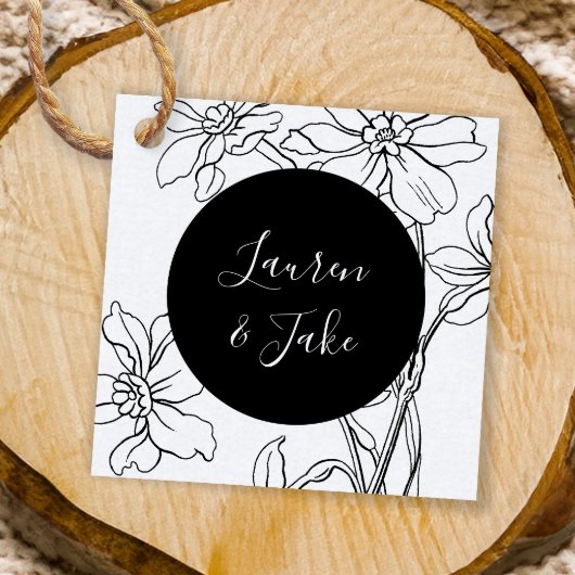 Paar Names Modern Floral Wedding Favor Labels