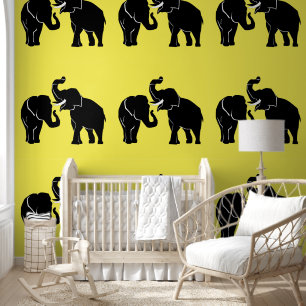Paar olifant aangepaste kleur geel behang