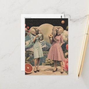 paar olifantendames Surrealistisch ontbijtcollage Briefkaart