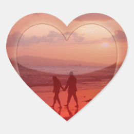 Paar op de Valentijn Beach Hart Sticker