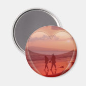Paar op de Valentijn Beach Magneet (Voorkant / Achterkant)