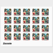 Paar op een datum | Verliefd worden Vierkante Sticker (Vel)