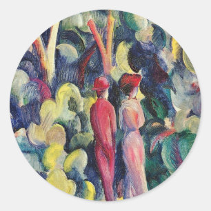 Paar op het bospad door August Macke Ronde Sticker