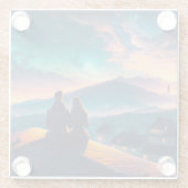 Paar op het dak glazen onderzetter (Achterkant)