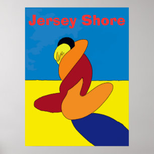 Paar op Jersey Shore Beach Abstract Poster