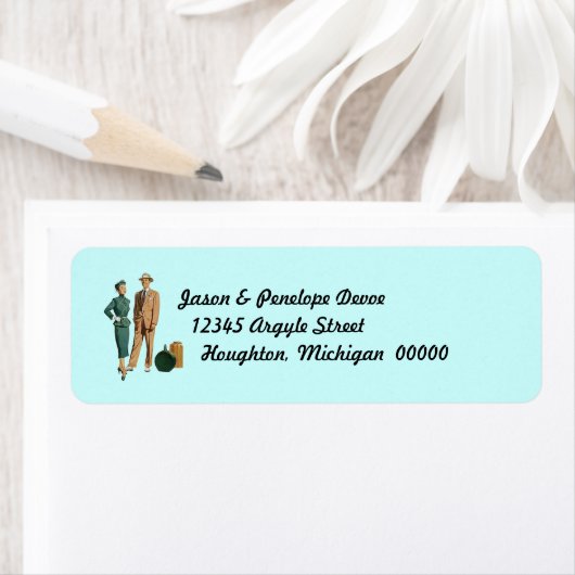 paar op vakantie retour adreslabels etiket (Insitu)