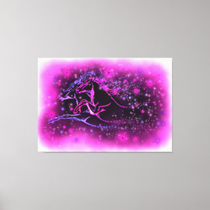 Paar Paard Canvas Print Running in Sterrennacht