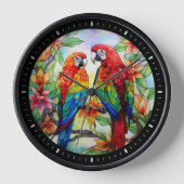 Paar Papegaaien Glas in lood Klok 2 (Voorkant)