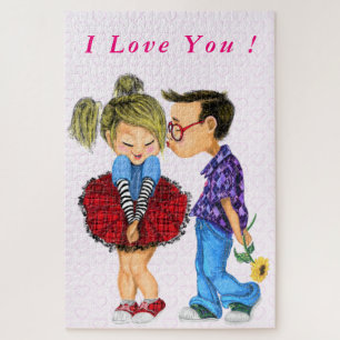 Paar Puzzle Gift Kiss - Ik hou van je - Aangepaste Legpuzzel