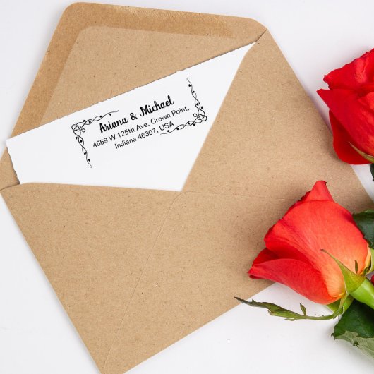Paar Return Address, Weddenschap of Familie Rubberstempel