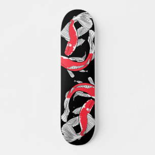 Paar rode Japanse koi vis Skateboard
