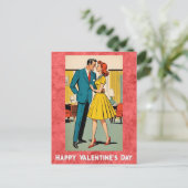  paar Romance Retro Happy Valentijnsdag Briefkaart (Staand voorkant)