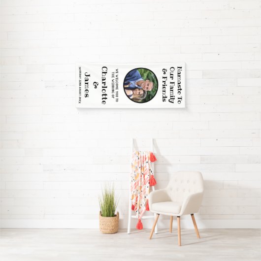 Paar Ronde Foto Zwart-Wit Huwelijk Welkom Spandoek (Insitu)