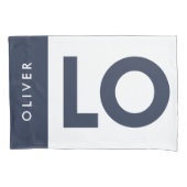 Paar roze blauwe serif liefde typografie moderne kussensloop (Voorkant-Links)