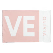 Paar roze blauwe serif liefde typografie moderne kussensloop (Voorkant-Rechts)