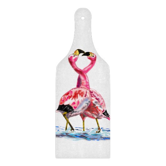 Paar roze flamingo snijplank (Voorkant)