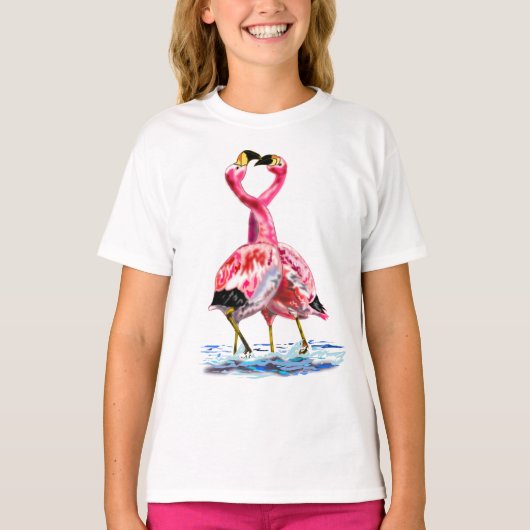 Paar Roze Flamingo T-shirt (Voorkant)
