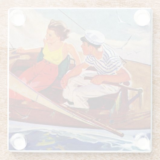 Paar Sailing door R.J. Cavaliere Glazen Onderzetter (Achterkant)