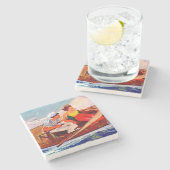 Paar Sailing door R.J. Cavaliere Stenen Onderzetter (Zijkant)