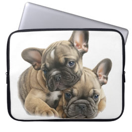 PAAR SCHATTIGE FRANSE BULLDOG PUPPYHONDEN LAPTOP SLEEVE