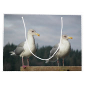 Paar Seagulls Posing op Fence Large Cadeauzakje (Achterkant)