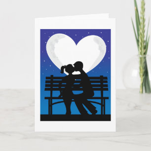 Paar Silhouette Moon Kaart