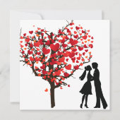 Paar Silhouette onder Valentijnse hartstructuur Feestdagenkaart (Voorkant)