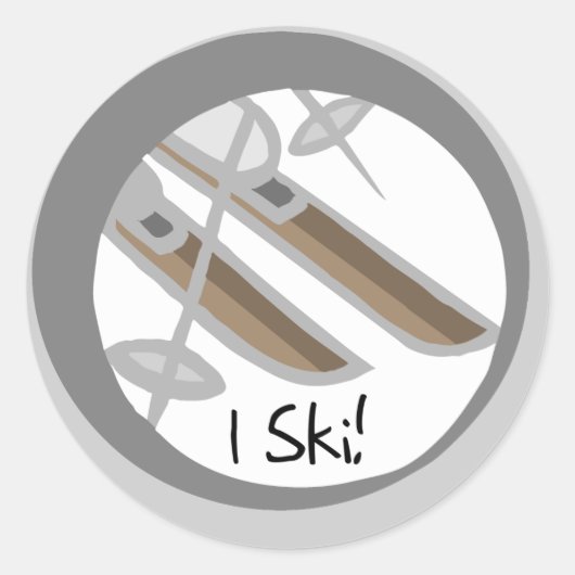 Paar ski's I Ski T-shirts en geschenken Ronde Sticker (Voorkant)