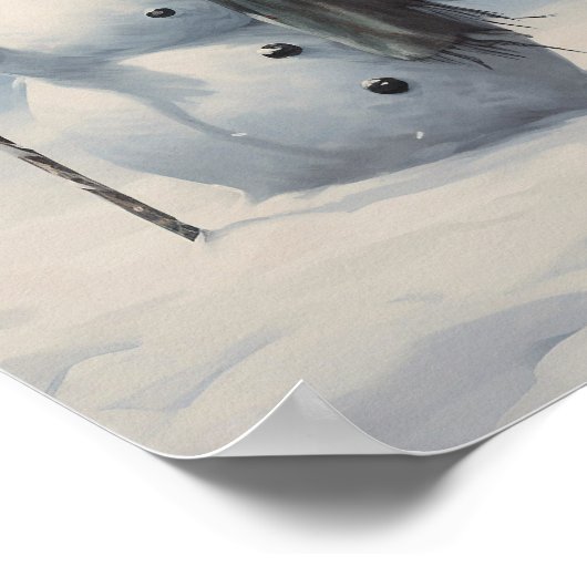 Paar Sneeuwmannen in een Vreedzaam Bos Poster (Hoek)