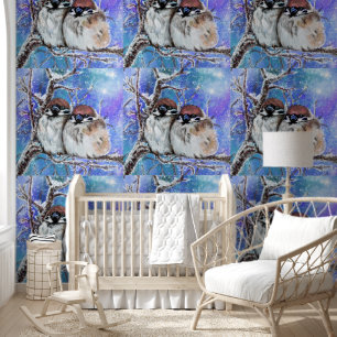 Paar Sparrow in de winter Behang