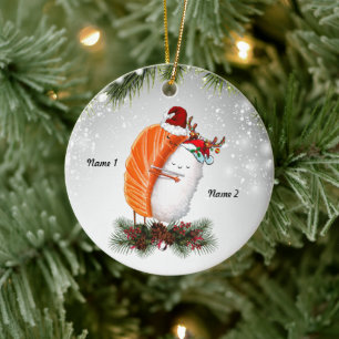 Paar Sushi Salmon Rice Lover Jubileum Gifts Keramisch Ornament