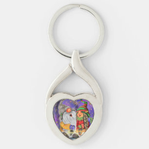 Paar Sweet Gnomes die vrolijk kerstlied zingen Sleutelhanger
