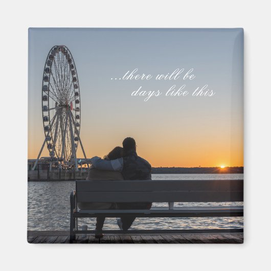 Paar Together Watch Sunset on Bench Magneet (Voorkant)
