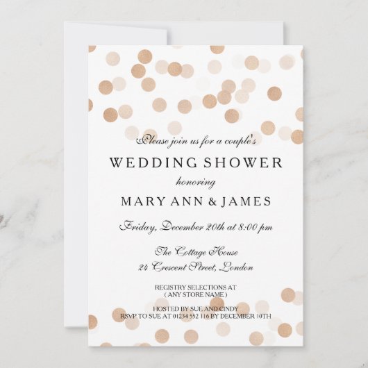 Paar Trouwdouche Koper Folie Glitter Lights Kaart (Voorkant)