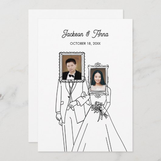 Paar trouwfoto uniek kaart (Voorkant / Achterkant)