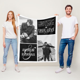 Paar True Love 2 Photo & Quote Fleece Deken