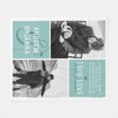 Paar True Love 2 Photo & Quote Fleece Deken (Voorkant (Horizontaal))