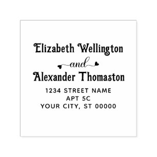 Paar Twee Naam Fancy Hart "en" #1 Terugkeer Adres Zelfinktende Stempel