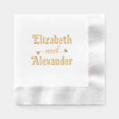 Paar Twee Naam met Fancy Hart"en" #1LG Folie Servetten (Voorkant)