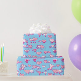 Paar Valentijn Roze Dance Hearts Wrapping Paper Cadeaupapier