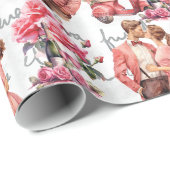 Paar Valentijnsdag Romantisch Cadeaupapier (Rol Hoek)