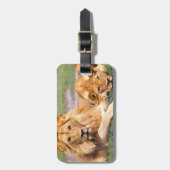 Paar van Afrikaanse Lion, Panthera leo, Tanzania Bagagelabel (Voorkant verticaal)