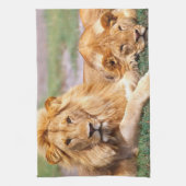 Paar van Afrikaanse Lion, Panthera leo, Tanzania Theedoek (Verticaal)