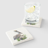 Paar van bruine Pelikans Stenen Onderzetter (Zijkant)