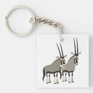 Paar van Cartoon Oryxes AcrylSleutelhanger Sleutelhanger