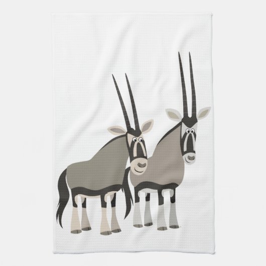 Paar van Cartoon Oryxes Kitchen Towel Theedoek (Verticaal)