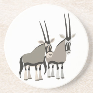 Paar van Cartoon Oryxes Onderzetter